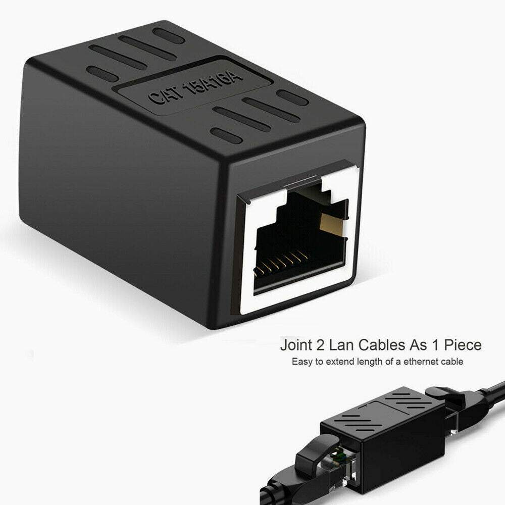 RJ45 extension coupler black ethernet cable connector for joining two RJ45 cables