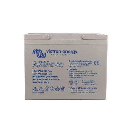 12V 60Ah AGM Super Cycle Battery (front)